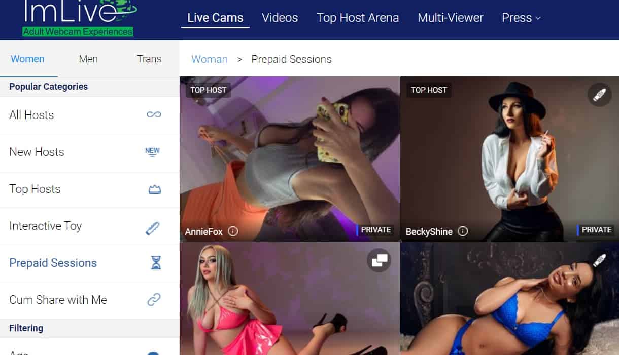 Cheap prepaid live sex show of camgirl